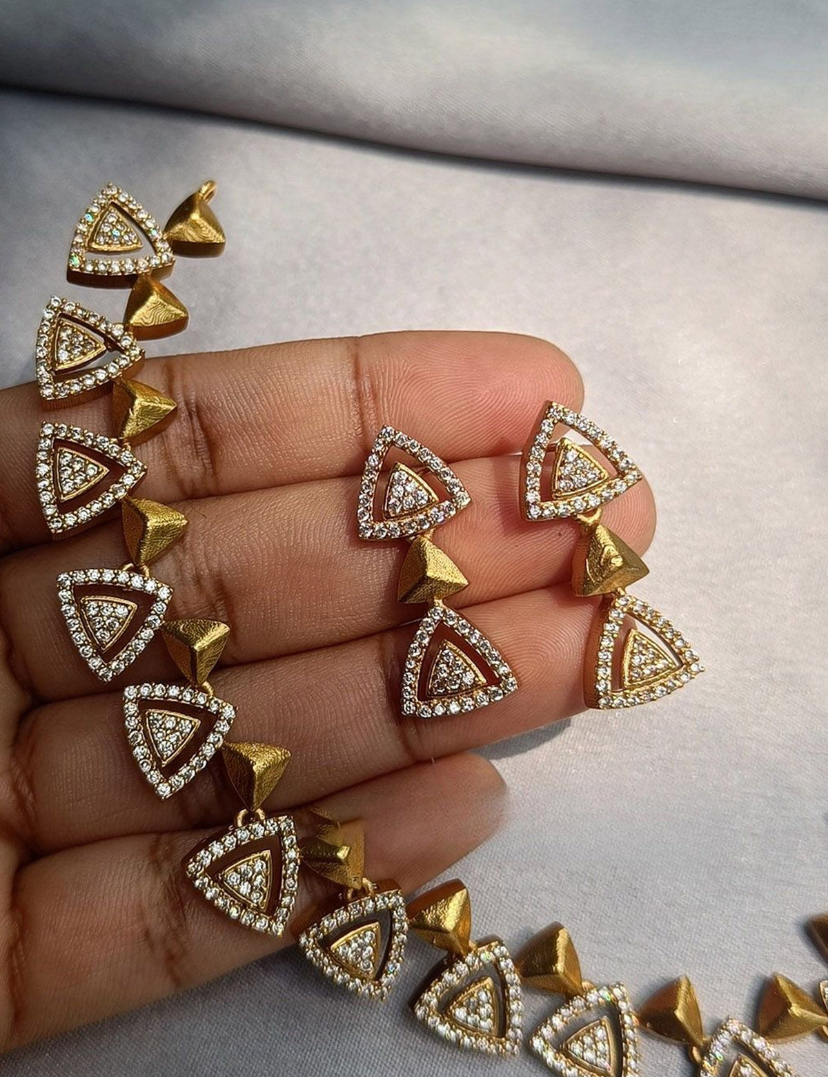 Gold-Plated AD Stone Jewellery Set