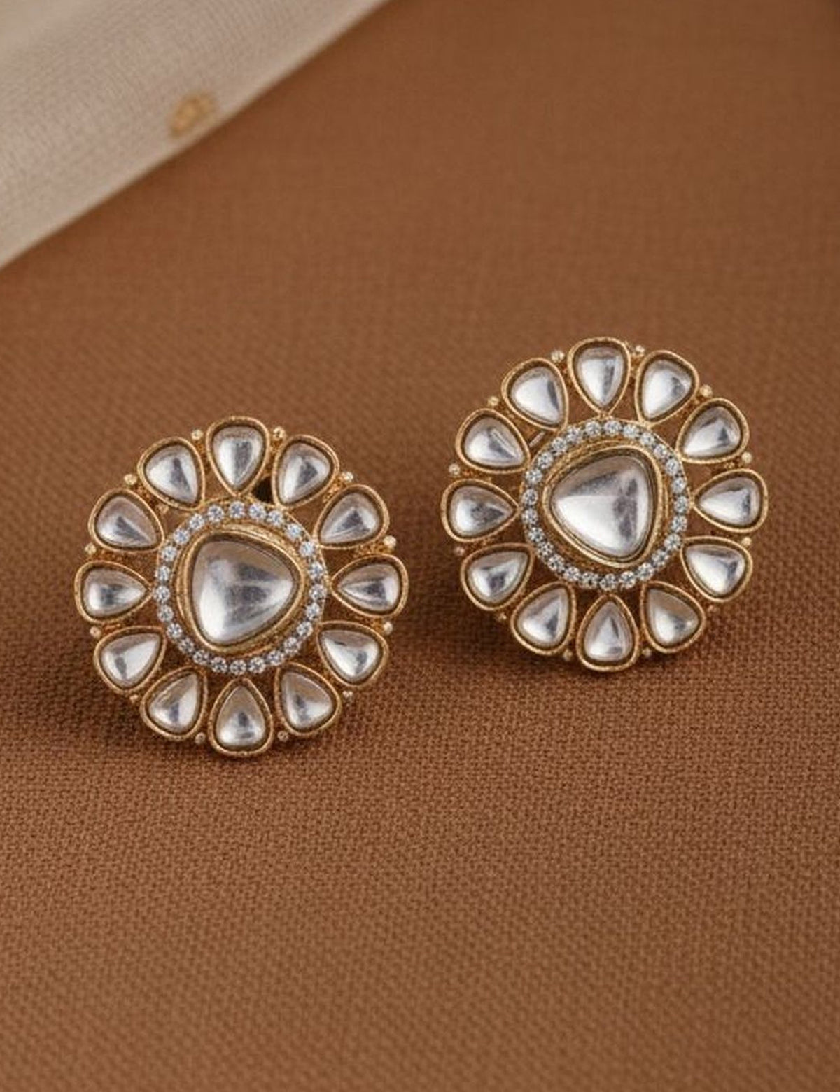 Stones Studded Floral Studs
