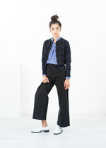 קרדיגן בדוגמת שמיכה בשחור/ נייבי