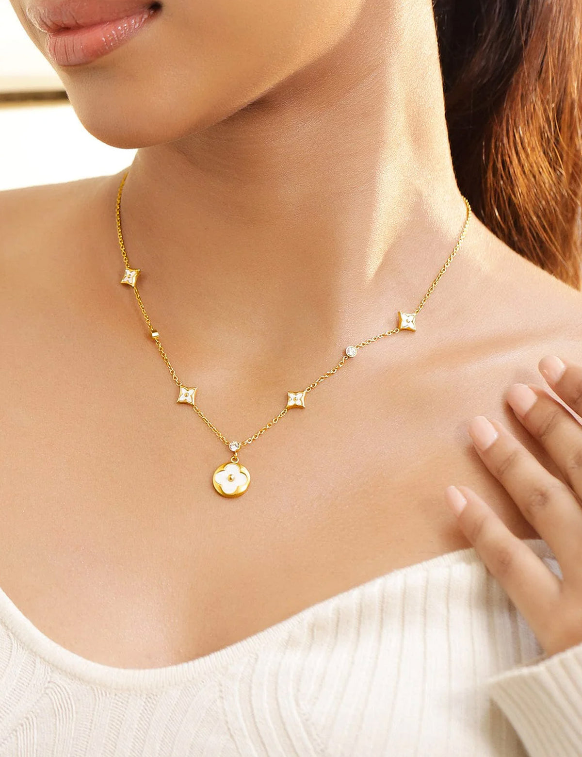 Gold Toned Floral Pendant