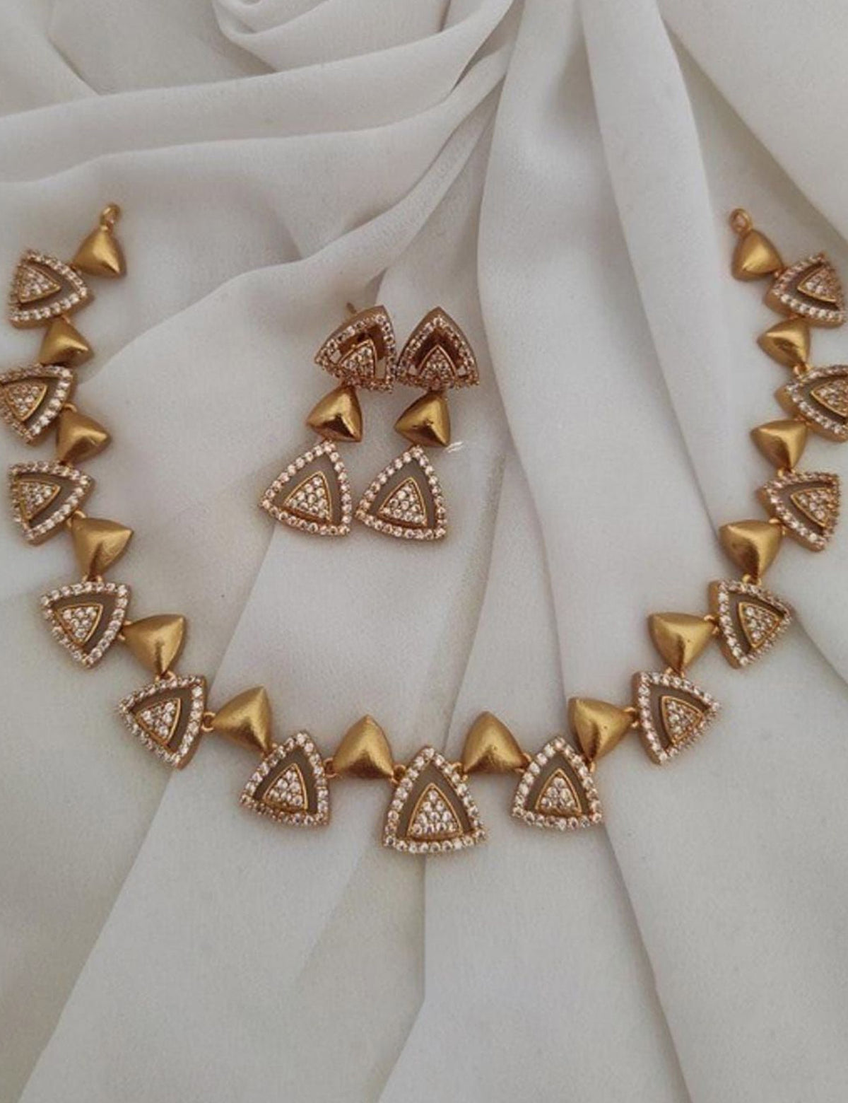 Gold-Plated AD Stone Jewellery Set