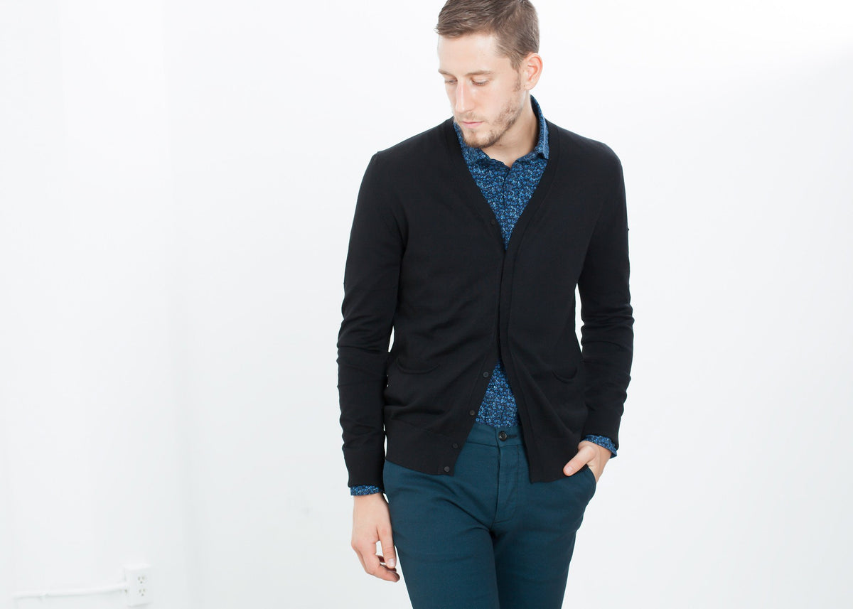 קרדיגן Hidden Placket בשחור